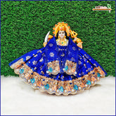 Blended Thread Lace Work Dark Blue Lehenga Patka